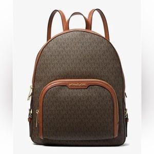New Michael Kors Jaycee Large Logo Backpack Brown with Dust bag included